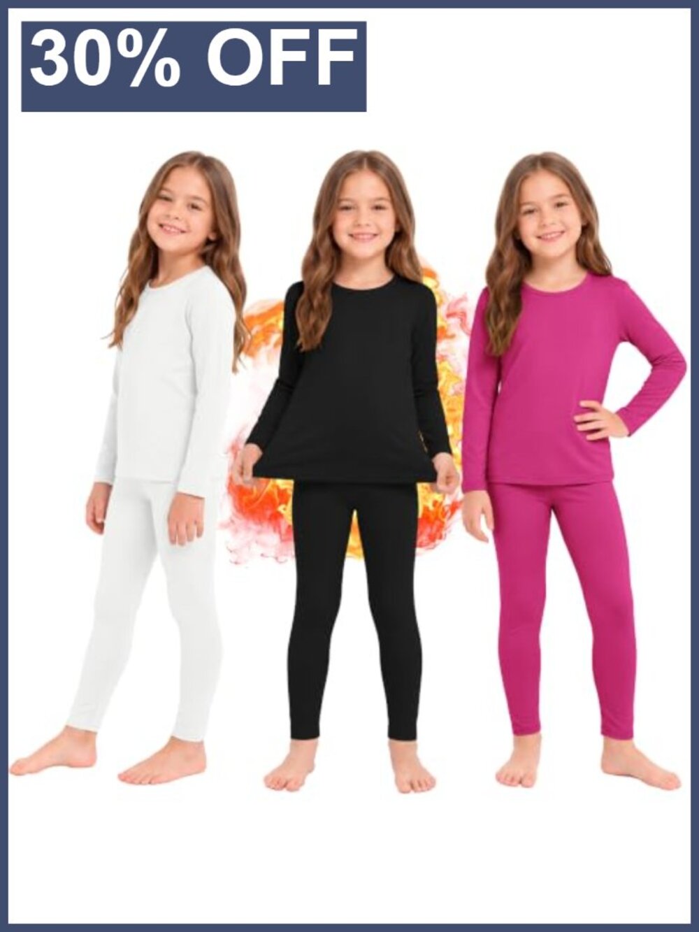 Fleece Lined Thermal Underwear Set Base Layer Long Johns